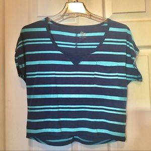 Blue Striped Crop Top